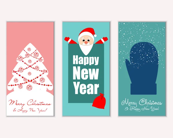 Feliz Navidad Feliz Año Nuevo Tarjetas Felicitación — Vector de stock