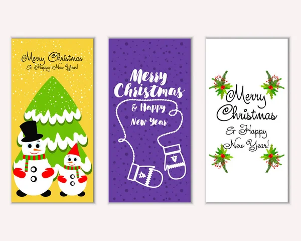 mutlu Noeller ve mutlu yeni yıl tebrik kartları vektör çizim