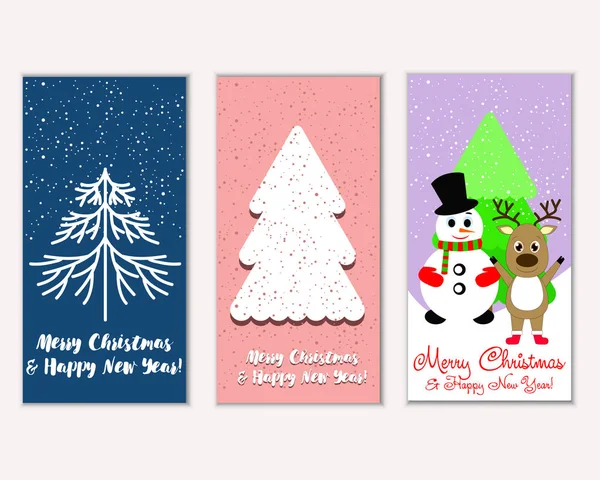 Feliz Natal Feliz Ano Novo Cartões Saudação Ilustração Vetorial —  Vetores de Stock