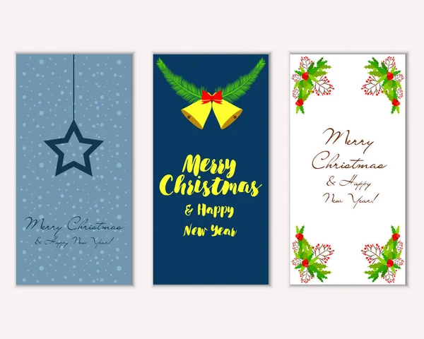 Mutlu Noeller ve mutlu yeni yıl tebrik kartları. Vektör çizim     