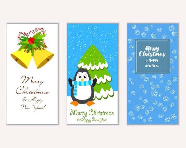 Cartes Noël Colorées Avec Décorations Nouvel Illustration Vectorielle — Image vectorielle