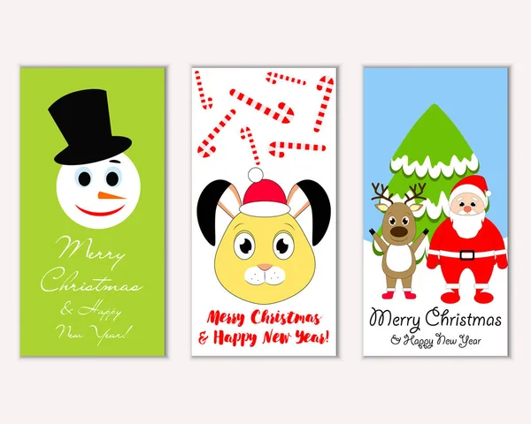 mutlu Noeller ve mutlu yeni yıl tebrik kartları vektör çizim       