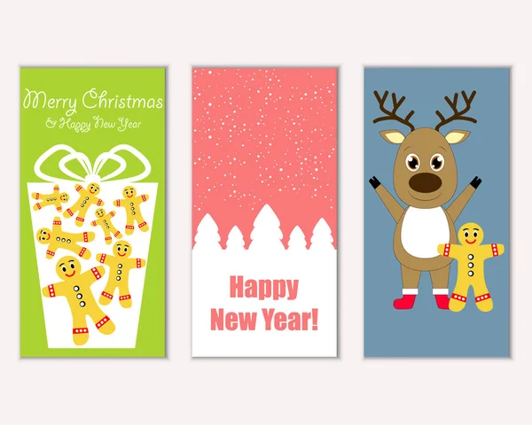 mutlu Noeller ve mutlu yeni yıl tebrik kartları vektör çizim     