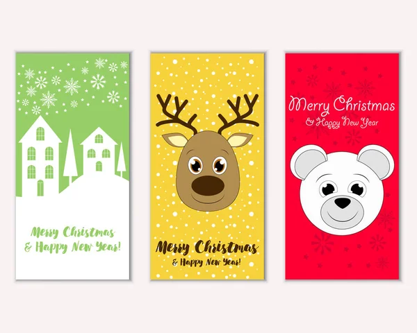 mutlu Noeller ve mutlu yeni yıl tebrik kartları vektör çizim     