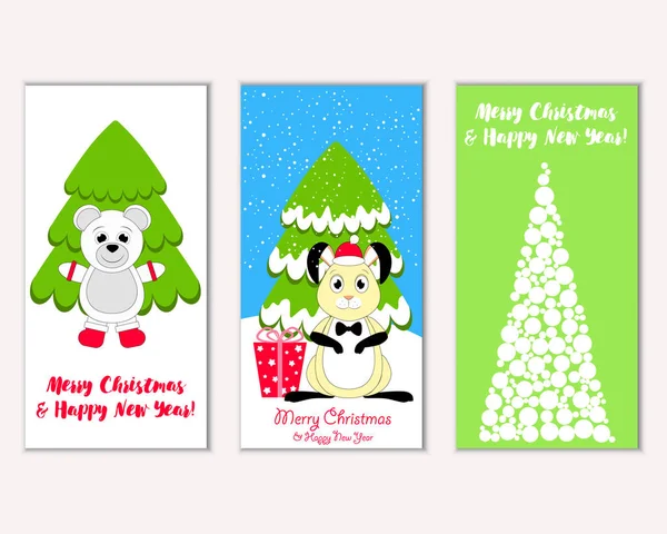 Mutlu Noeller ve mutlu yeni yıl tebrik kartları. Vektör çizim 