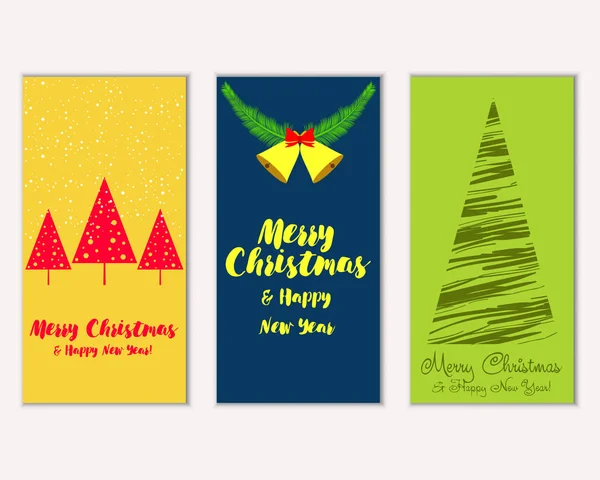 Mutlu Noeller ve mutlu yeni yıl tebrik kartları. Vektör çizim     