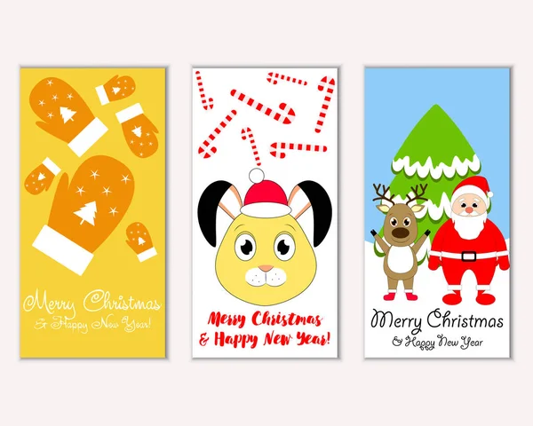 mutlu Noeller ve mutlu yeni yıl tebrik kartları vektör çizim       