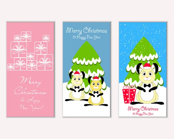 Renkli Noel kartları ile yeni yıl süslemeleri, illüstrasyon vektör