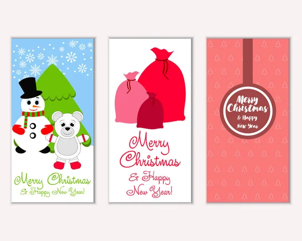 mutlu Noeller ve mutlu yeni yıl tebrik kartları vektör çizim       