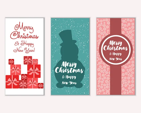 Feliz Navidad Feliz Año Nuevo Tarjetas Felicitación — Vector de stock