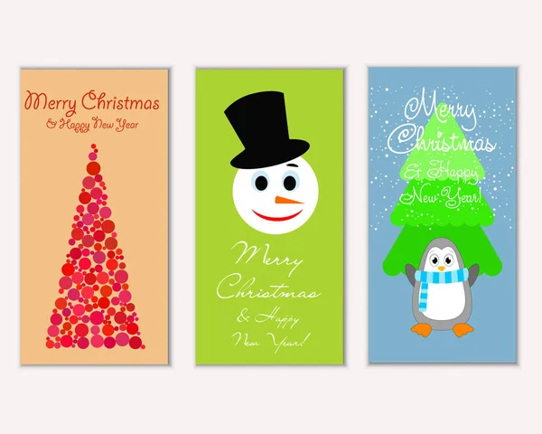 Merry Christmas Happy New Year Greeting Cards Vector Illustration — Stock Vector