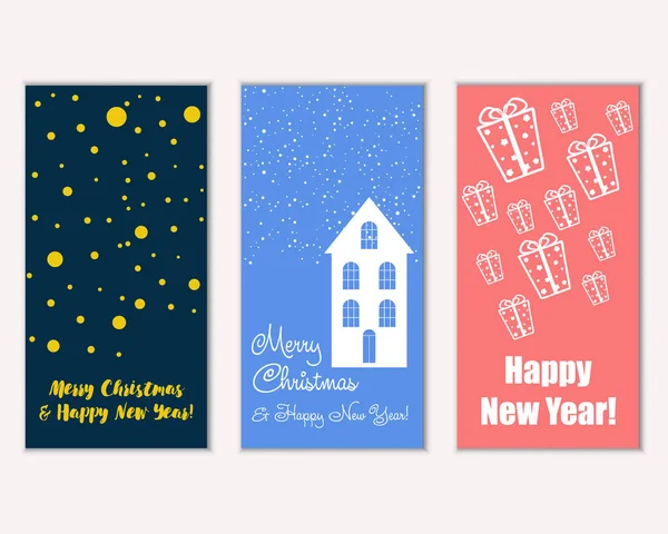 mutlu Noeller ve mutlu yeni yıl tebrik kartları vektör çizim     