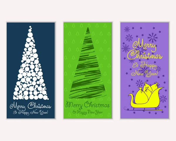 Mutlu Noeller ve mutlu yeni yıl tebrik kartları. Vektör çizim 