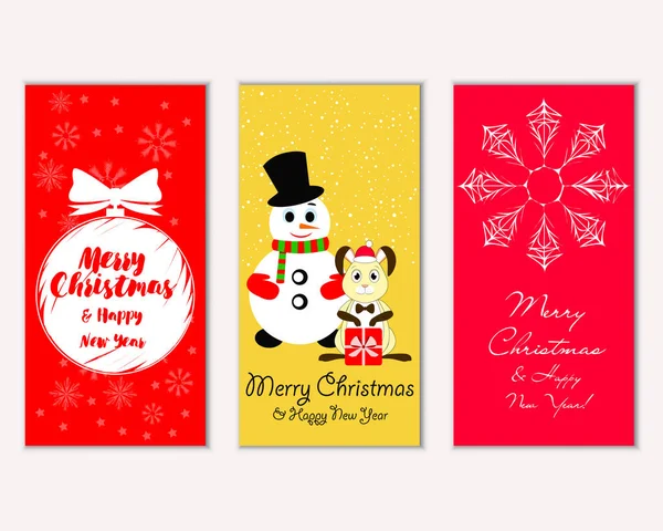 mutlu Noeller ve mutlu yeni yıl tebrik kartları vektör çizim   