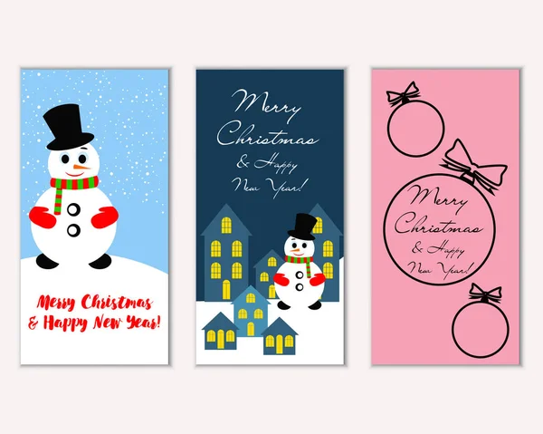 mutlu Noeller ve mutlu yeni yıl tebrik kartları vektör çizim