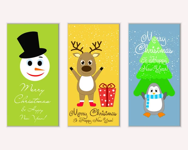 Mutlu Noeller ve mutlu yeni yıl tebrik kartları. Vektör çizim   