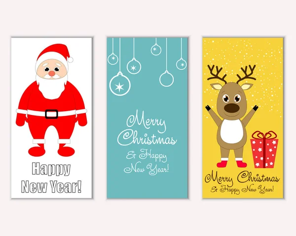 mutlu Noeller ve mutlu yeni yıl tebrik kartları vektör çizim       