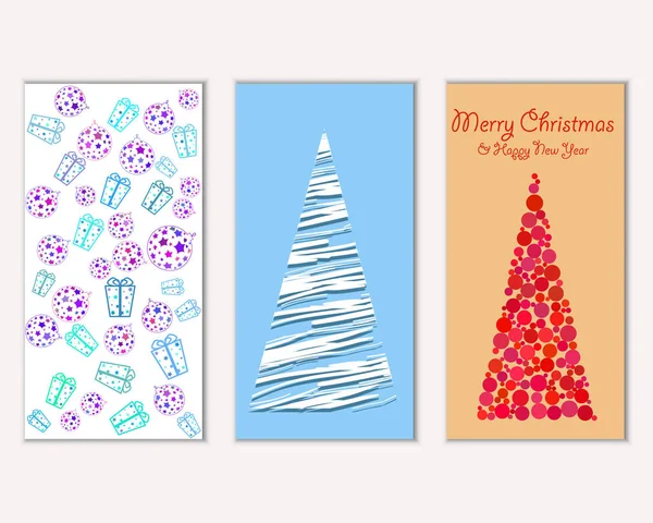 Mutlu Noeller ve mutlu yeni yıl tebrik kartları. Vektör çizim   