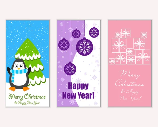 Renkli Noel kartları ile yeni yıl süslemeleri, illüstrasyon vektör