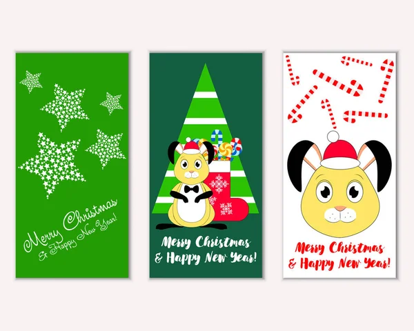 Renkli Noel kartları ile yeni yıl süslemeleri, illüstrasyon vektör