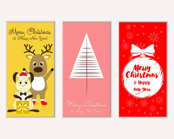 mutlu Noeller ve mutlu yeni yıl tebrik kartları vektör çizim   