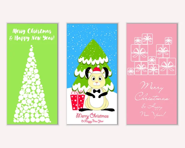 Mutlu Noeller ve mutlu yeni yıl tebrik kartları. Vektör çizim 