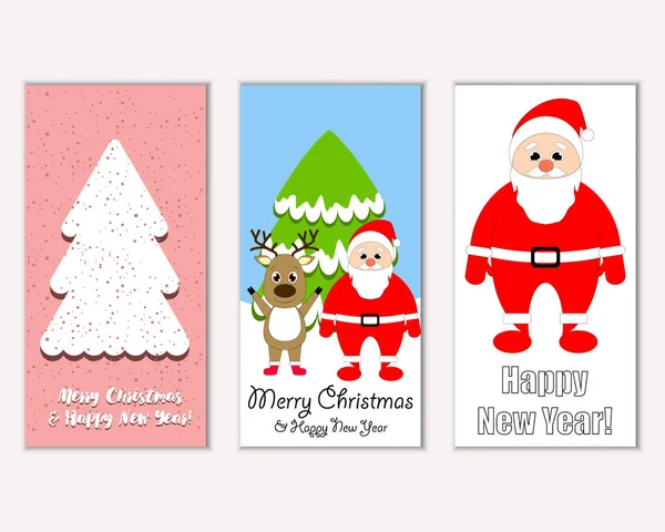 mutlu Noeller ve mutlu yeni yıl tebrik kartları vektör çizim       