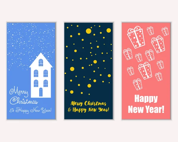 mutlu Noeller ve mutlu yeni yıl tebrik kartları vektör çizim     