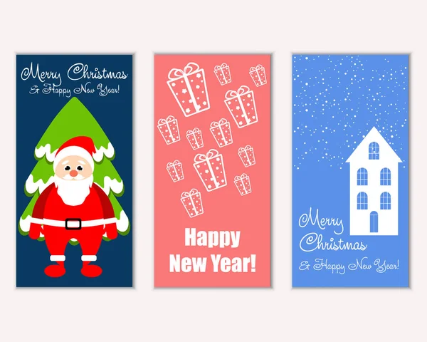 mutlu Noeller ve mutlu yeni yıl tebrik kartları vektör çizim     