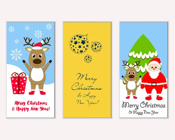 Renkli Noel kartları yılbaşı süslemeleri ve Noel Baba vektör çizim ile