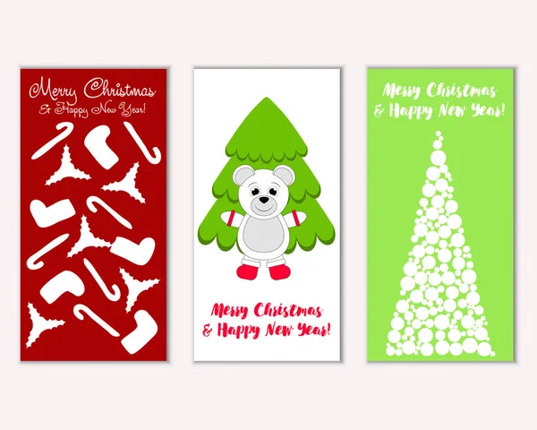 Mutlu Noeller ve mutlu yeni yıl tebrik kartları. Vektör çizim 