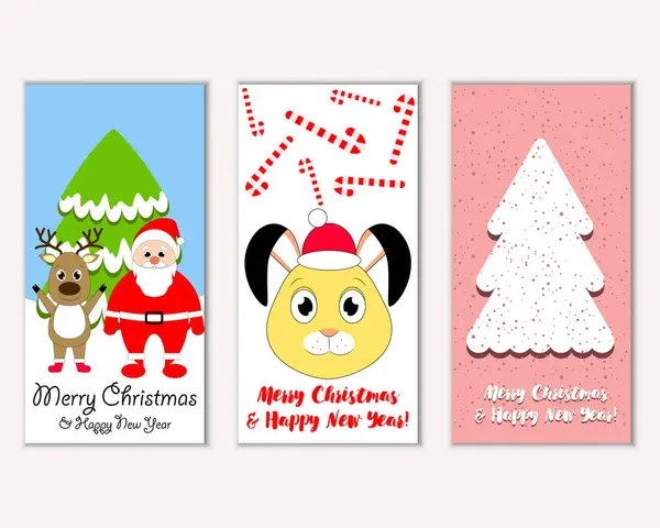mutlu Noeller ve mutlu yeni yıl tebrik kartları vektör çizim       
