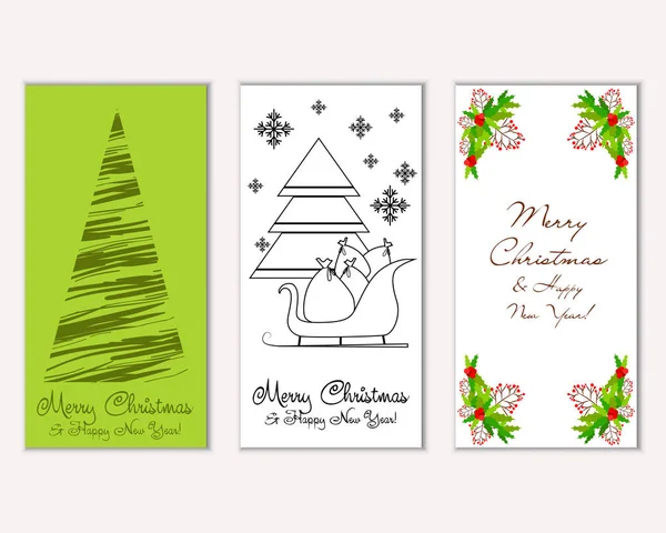 Mutlu Noeller ve mutlu yeni yıl tebrik kartları. Vektör çizim     