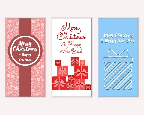 Feliz Navidad Feliz Año Nuevo Tarjetas Felicitación — Vector de stock