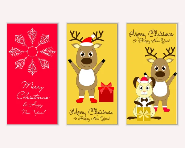 mutlu Noeller ve mutlu yeni yıl tebrik kartları vektör çizim   