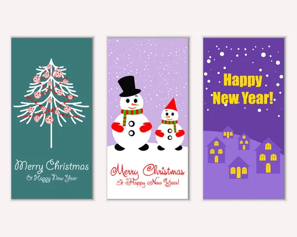 mutlu Noeller ve mutlu yeni yıl tebrik kartları vektör çizim