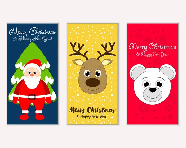 mutlu Noeller ve mutlu yeni yıl tebrik kartları vektör çizim     