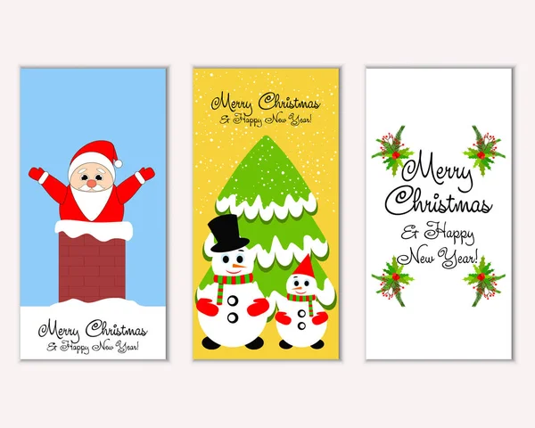 mutlu Noeller ve mutlu yeni yıl tebrik kartları vektör çizim