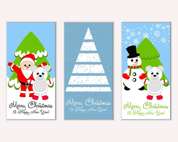 Colorful Christmas Cards New Year Decorations Vector Illustration — Stock Vector