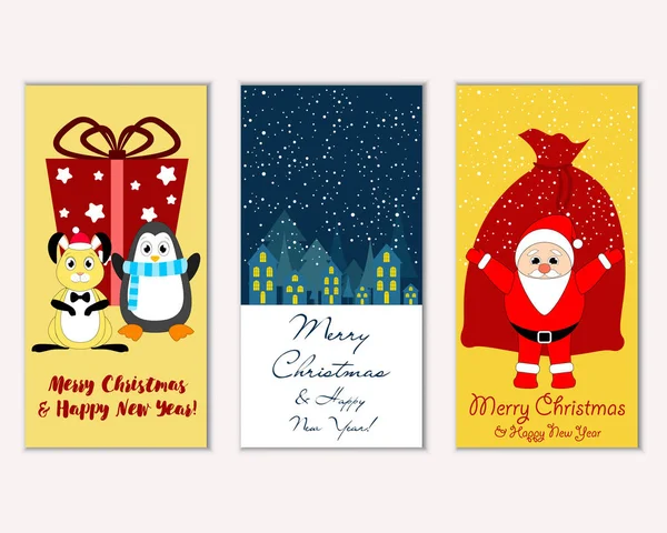 vektör çizim kış tatil tebrik kartları