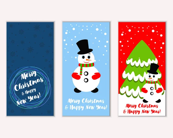 Merry Christmas Happy New Year Greeting Cards — Stock Vector