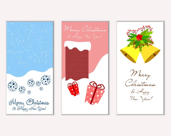 Feliz Navidad Feliz Año Nuevo Tarjetas Felicitación — Vector de stock