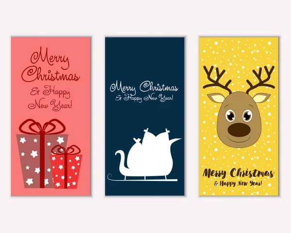 mutlu Noeller ve mutlu yeni yıl tebrik kartları vektör çizim