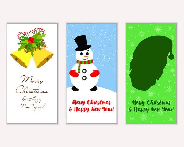 Renkli Noel kartları yılbaşı süsleri ve kardan adam vektör çizim ile