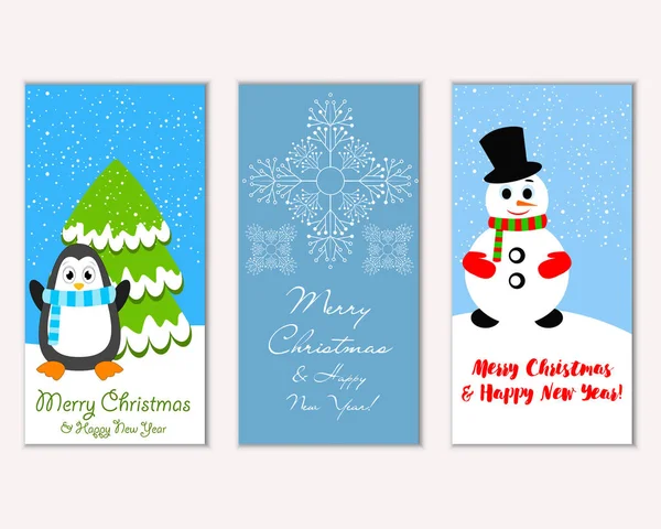 Renkli Noel kartları yılbaşı süsleri ve kardan adam vektör çizim ile