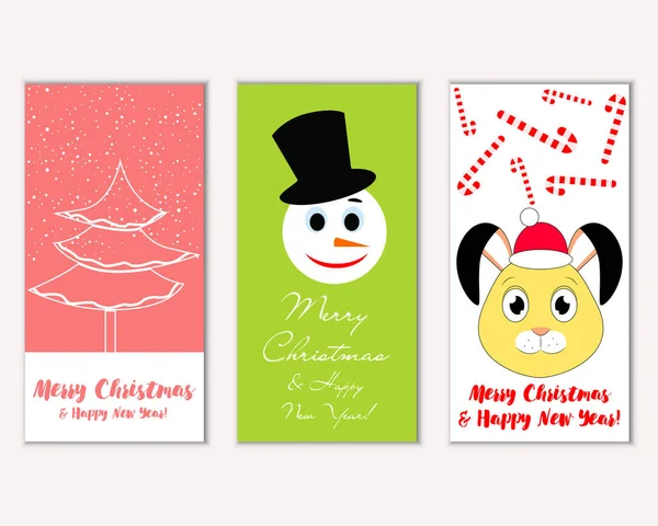 mutlu Noeller ve mutlu yeni yıl tebrik kartları vektör çizim       