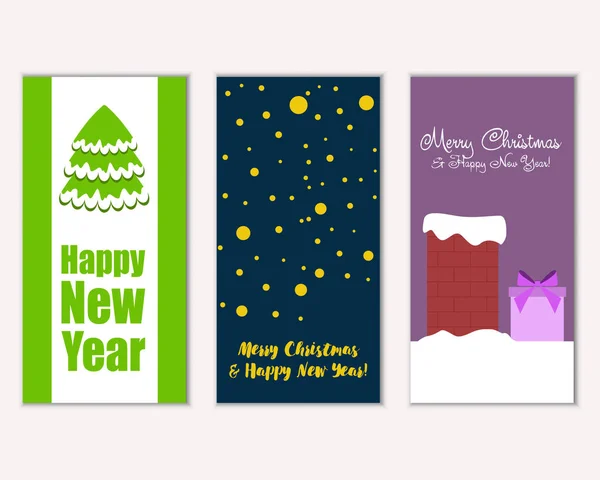 Feliz Navidad Feliz Año Nuevo Tarjetas Felicitación — Vector de stock