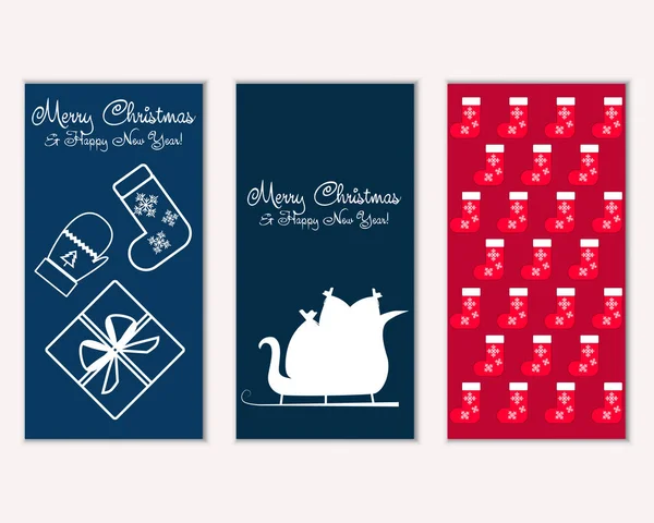 mutlu Noeller ve mutlu yeni yıl tebrik kartları vektör çizim