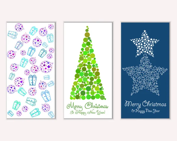 Mutlu Noeller ve mutlu yeni yıl tebrik kartları. Vektör çizim   