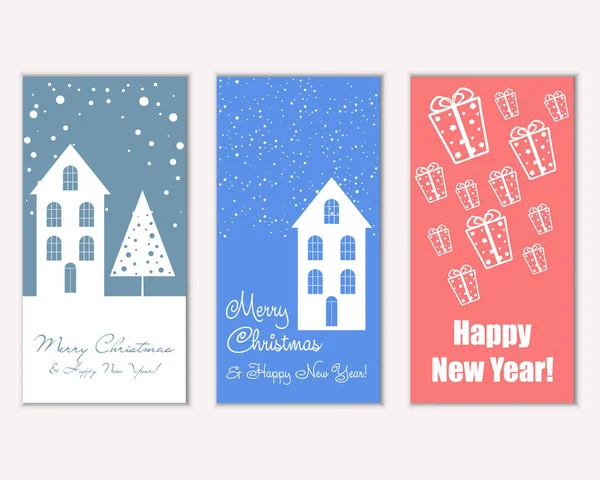 mutlu Noeller ve mutlu yeni yıl tebrik kartları vektör çizim     